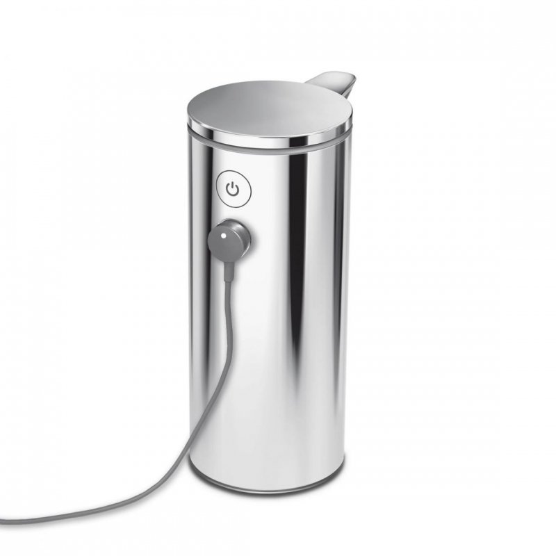 Simplehuman SENSOR Stalowy Automatyczny Dozownik do Mydła, Płynu, Żelu Antybakteryjnego - Akumulatorowy 266 ml Srebrny Połysk