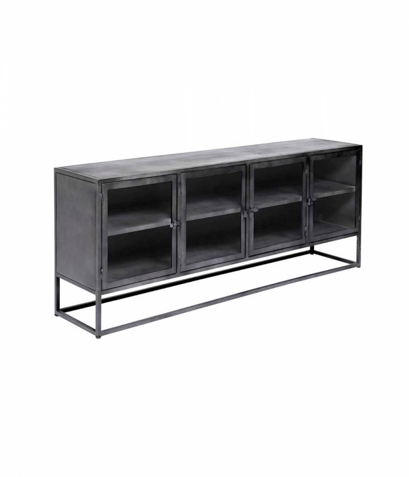 Muubs BOSTON Metalowa Komoda Przeszklona 180 cm / Czarna