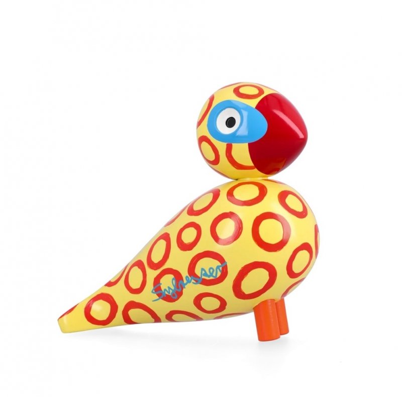 Kay Bojesen SONGBIRD x LEIF SYLVESTER Ptaszek Drewniany 15,5 cm / Niebieskie Oczy