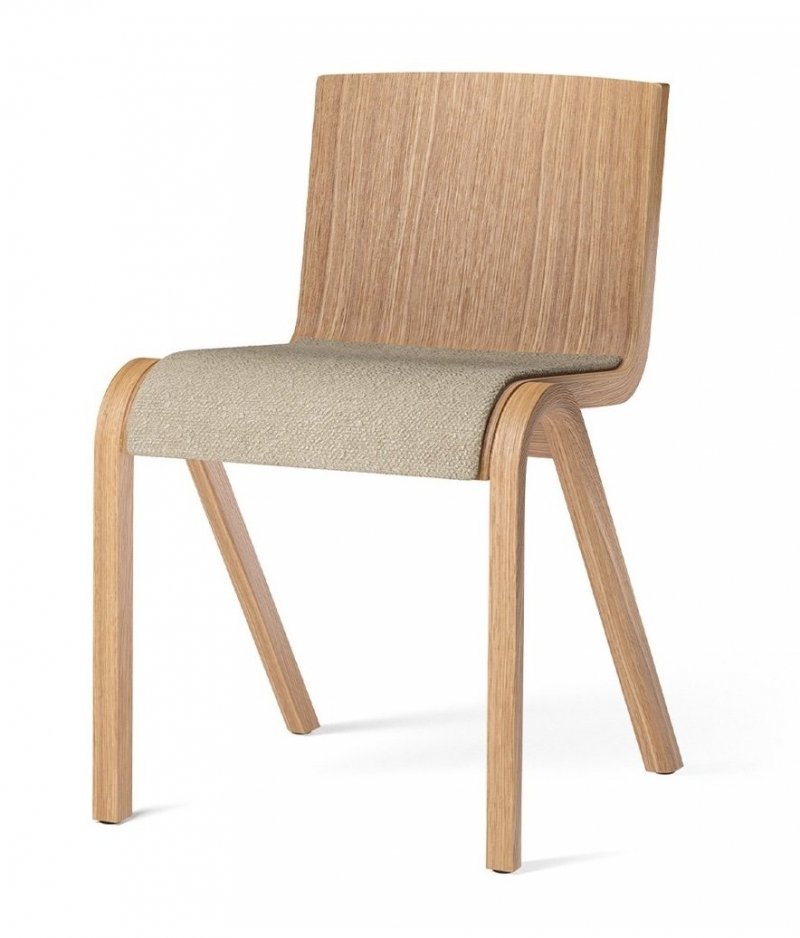 Menu READY Krzesło Drewniane Tapicerowane - Dąb Naturalny / Siedzisko Tkanina Boucle 02