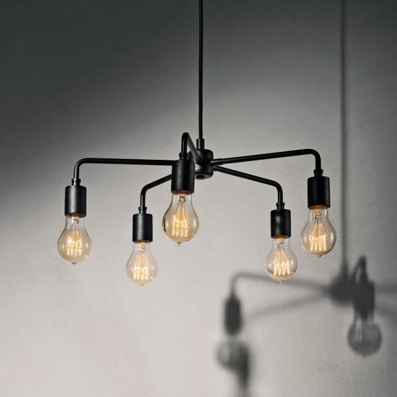 Menu TRIBECA Lampa Wisząca 46 cm - Żyrandol Leonard  / Czarny