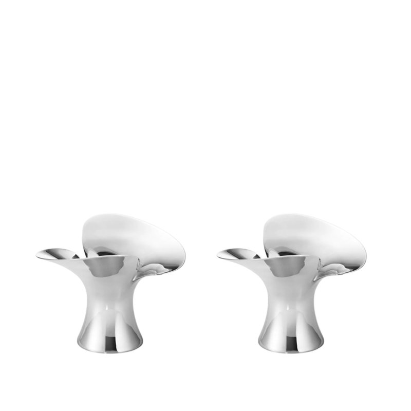 Georg Jensen BLOOM Świecznik Stalowy 2 Szt. / Srebrny