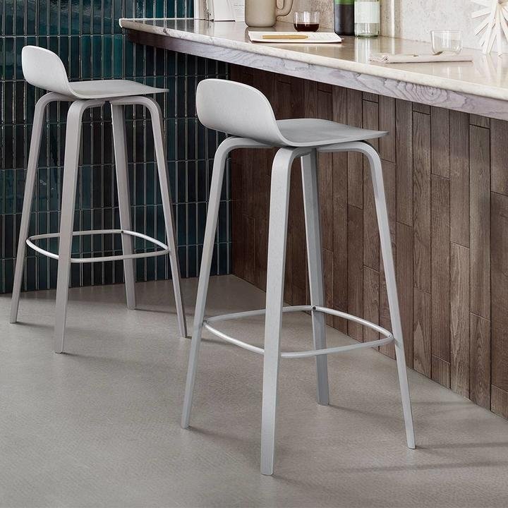 Muuto VISU BAR Hoker - Stołek Barowy 75 cm Biały / Rama Dębowa