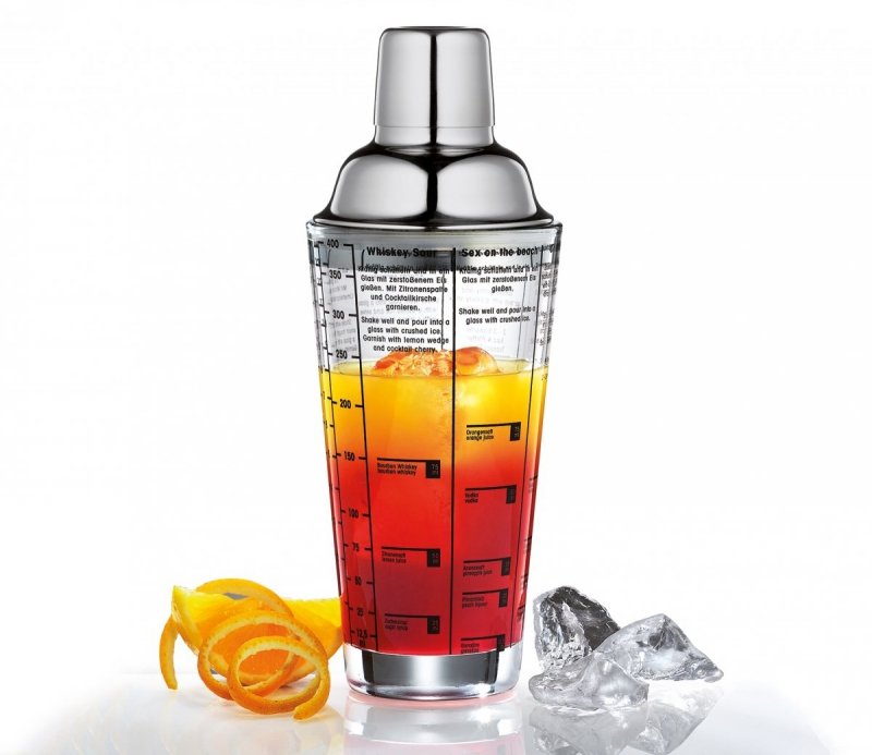 Cilio COSMOPOLITAN Szklany Shaker do Drinków + Akcesoria Barmańskie 5 Elementów