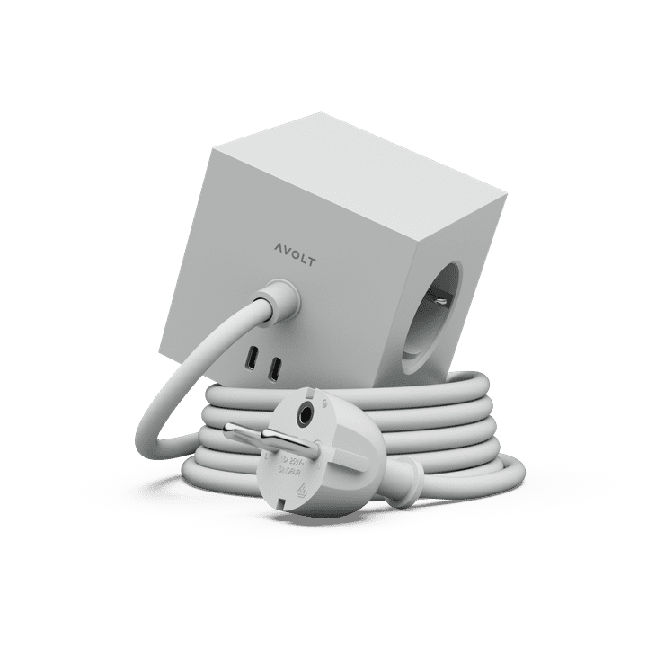 Avolt SQUARE 1 Listwa Zasilająca z Podwójnym USB-C i Magnetyczną Podstawą 3 m / Szary