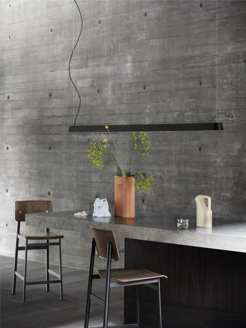 Muuto LINEAR Podłużna Lampa Wisząca 169 cm Czarna