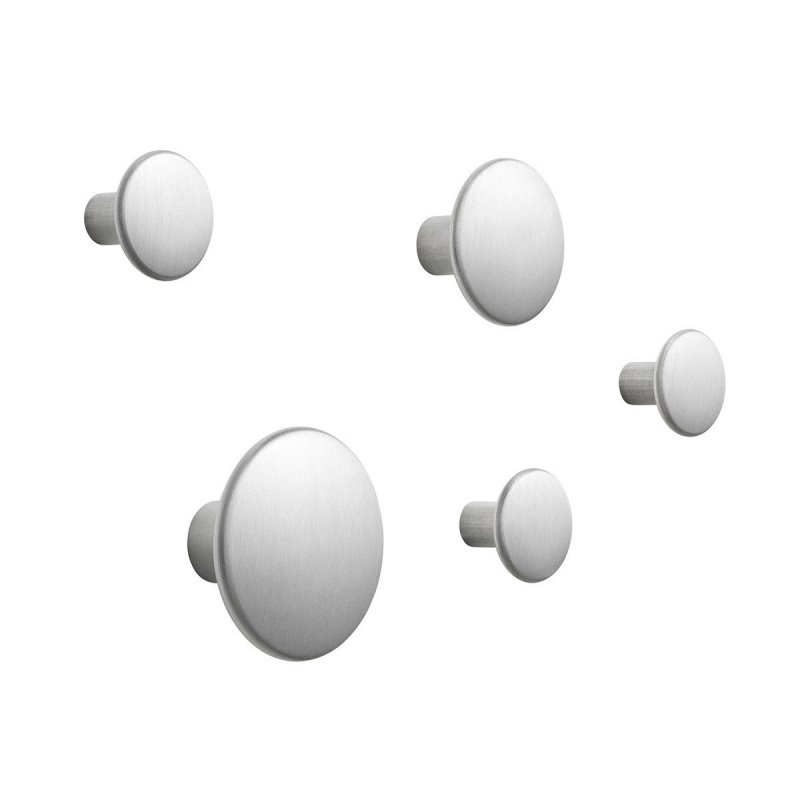 Muuto DOTS Wieszak Metalowy - Zestaw 5 Metalowych Wieszaków / Srebrny