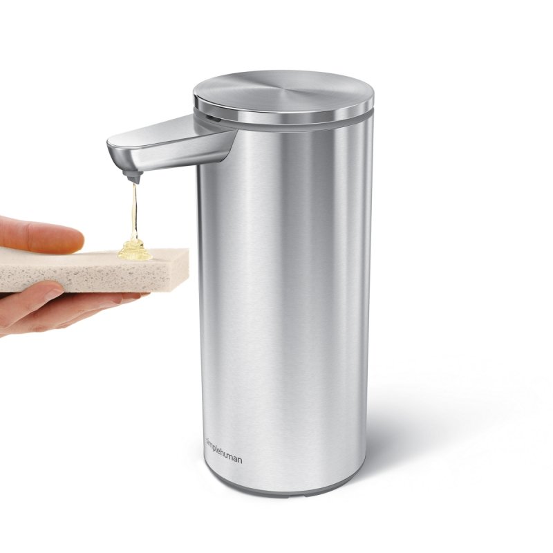Simplehuman SENSOR Stalowy Automatyczny Dozownik do Mydła, Płynu, Żelu Antybakteryjnego - Akumulatorowy 414 ml Srebrny Matowy