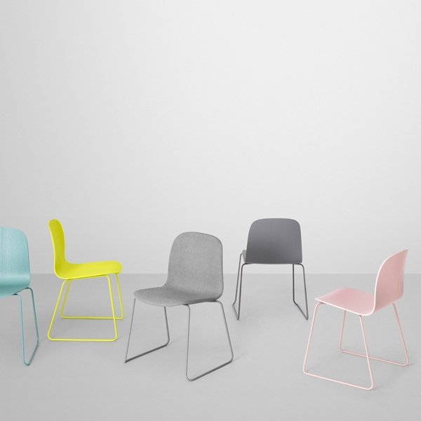 Muuto VISU SLED BASE Krzesło Drewniane na Stalowej Ramie - Białe 2 Szt.