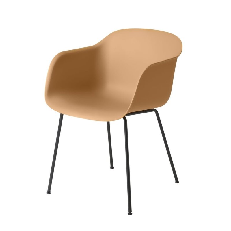 Muuto FIBER ARMCHAIR TUBE BASE Krzesło - Musztardowe/Podstawa Czarna