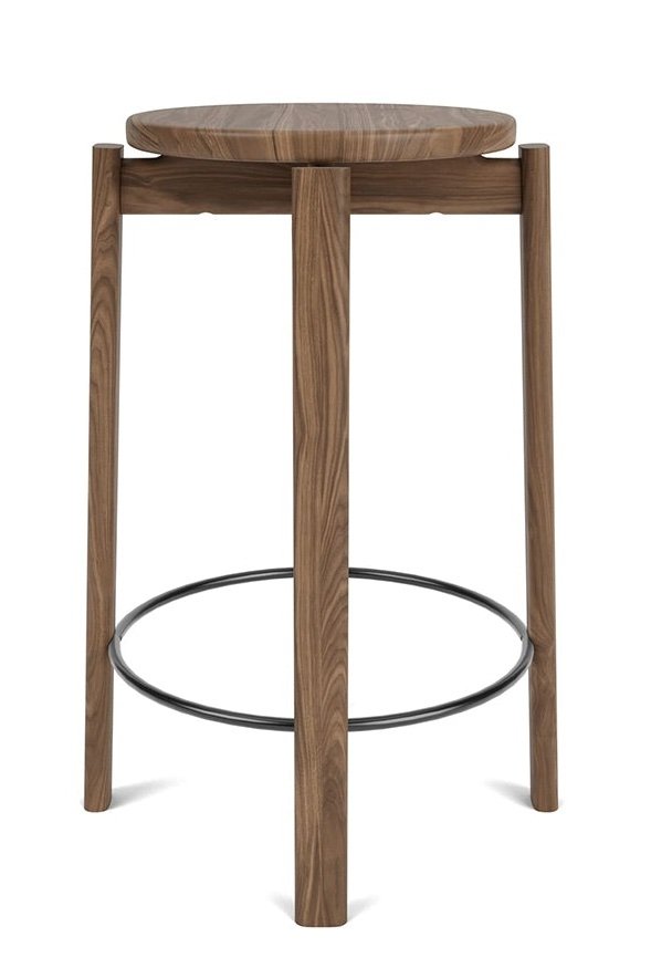 Audo PASSAGE Hoker - Krzesło Barowe 65 cm Orzech / Obręcz Czarna