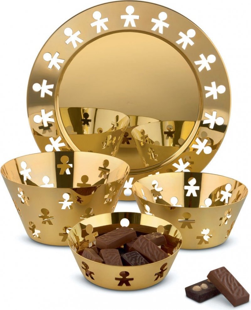 Alessi GIROTONDO Kosz na Owoce 18 cm Złoty