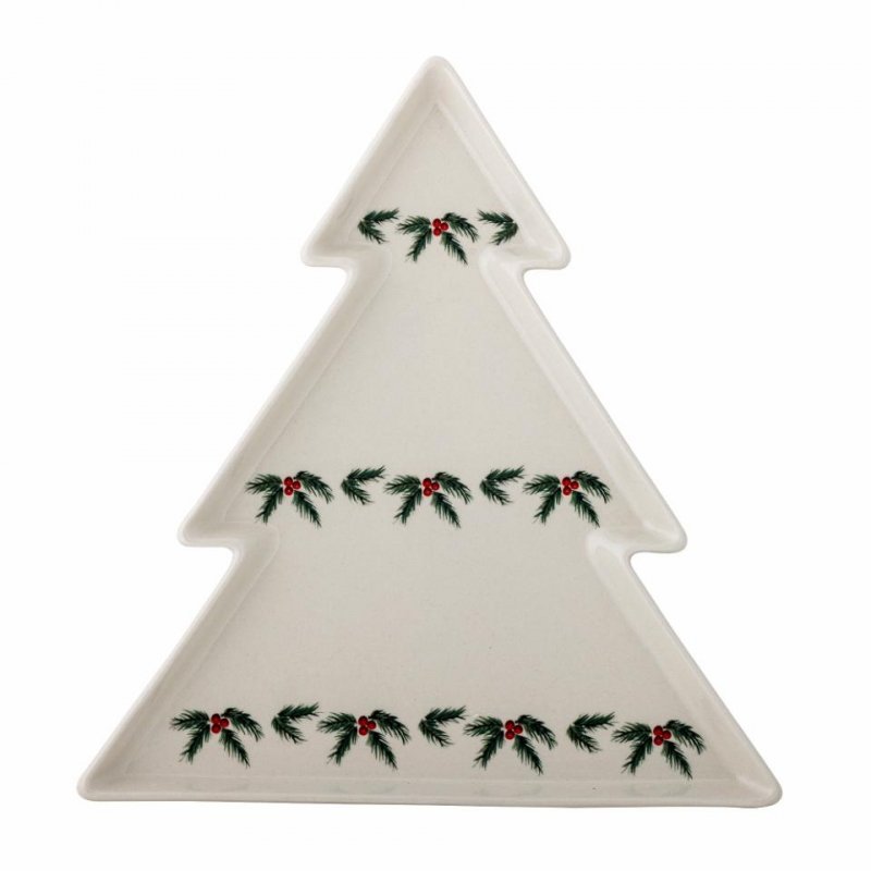 Bloomingville CHRISTMAS BERRY Świąteczny Talerz - Półmisek do Serwowania Choinka / Biały