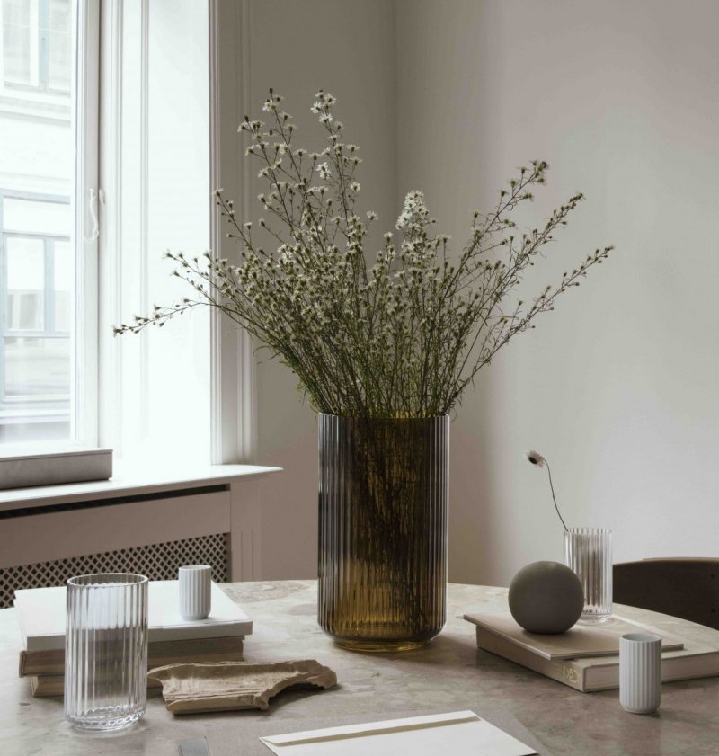 Lyngby Porcelain LYNGBY Wazon Szklany 31 cm Zielony / Oliwkowy