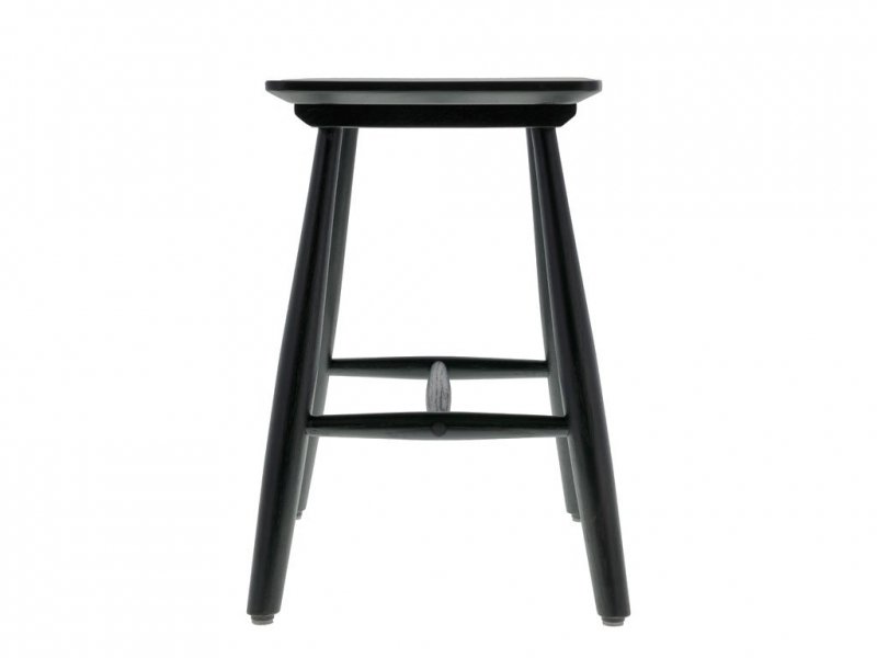 Villa Collection BAST Taboret - Stołek z Dębowy 45 cm Czarny