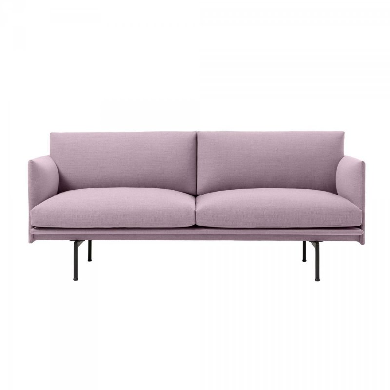 Muuto OUTLINE Sofa 2-Osobowa - Różowa - Tkanina Fiord 551 / Czarne Nogi