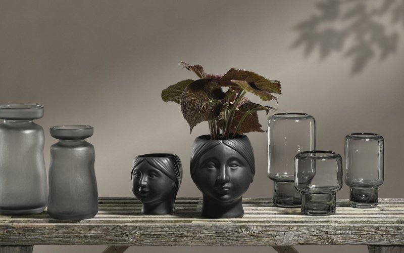 Villa Collection HOEJ Szklany Wazon do Kwiatów 26 cm Szary