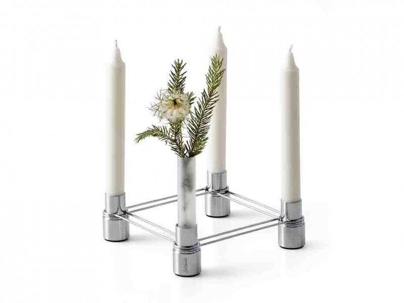 Scandinavia Design LINK Świecznik / Wazon 2w1 Srebrny