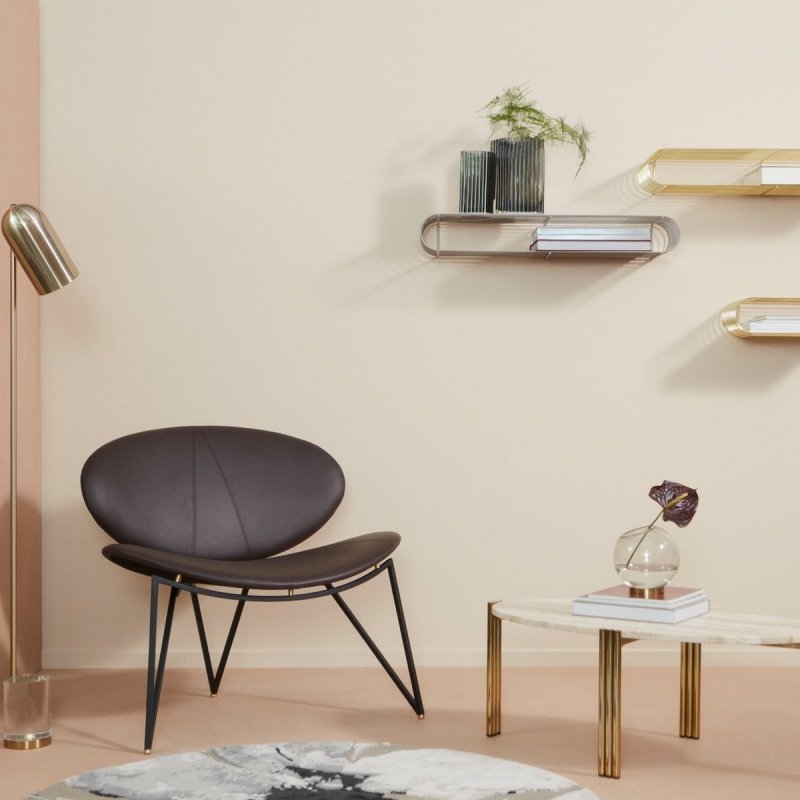 Aytm SEMPER Krzesło Lounge Czarne / Siedzisko Skóra Brązowa Czarna