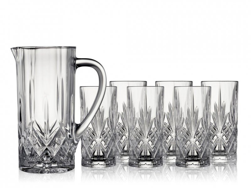 Lyngby Glass MELODIA Dzbanek + Kryształowe Szklanki 360 ml 6 Szt.