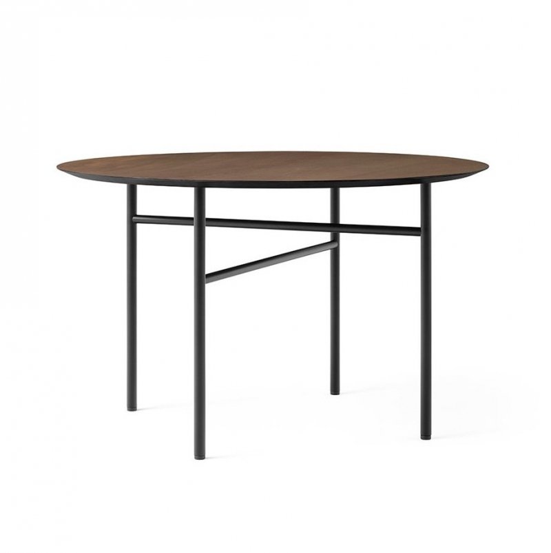 Menu SNAREGADE Stół Okrągły 120 cm Czarny / Blat Ciemny Dąb