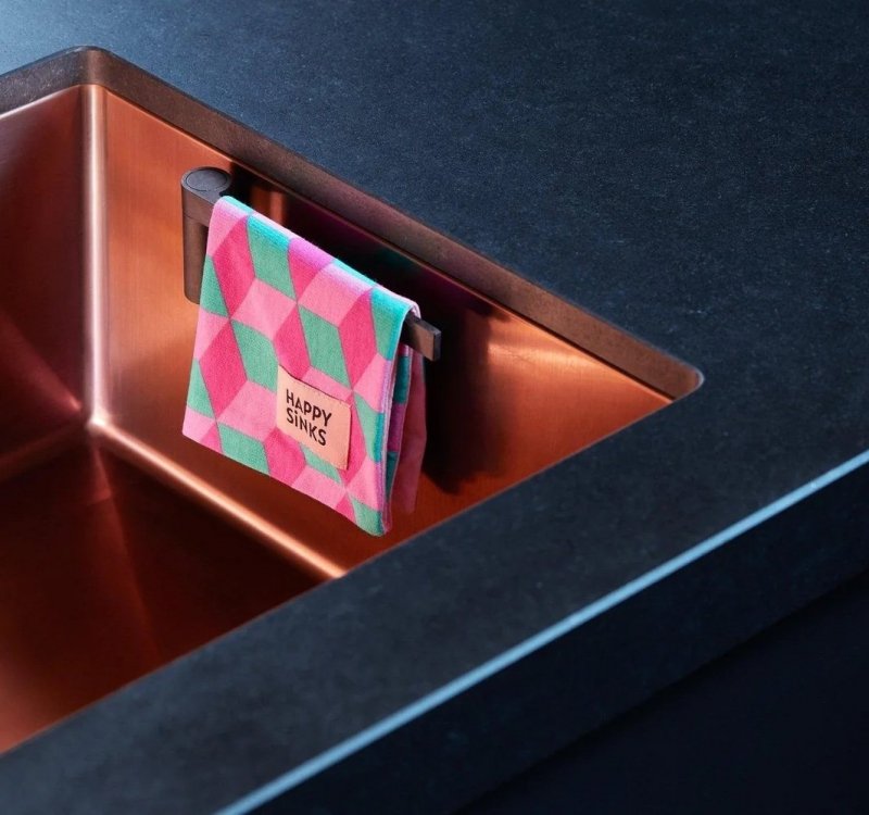 Happy Sinks KITCHEN Magnetyczny Uchwyt na Ściereczkę Kuchenną do Zlewu / Czarny Biokompozyt