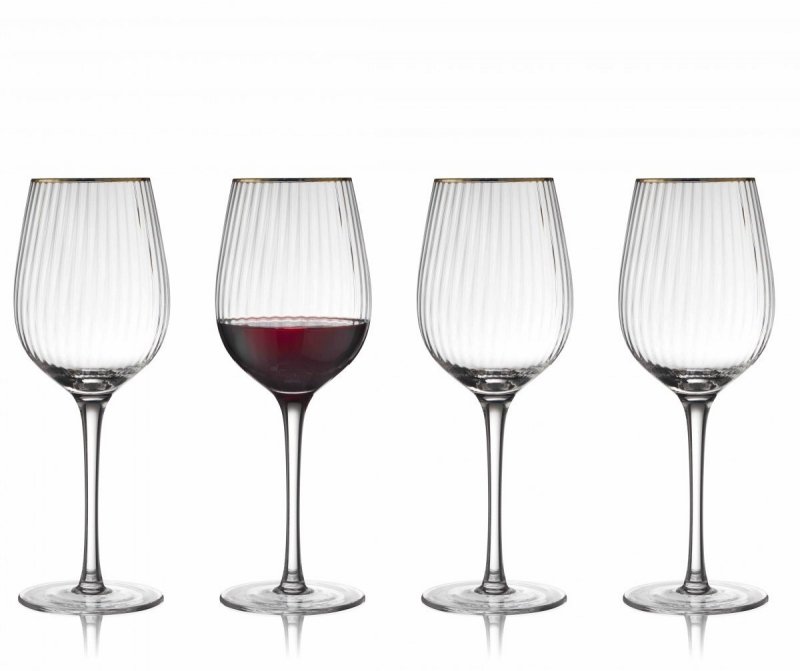 Lyngby Glass PALERMO Kieliszki do Czerwonego Wina 400 ml 4 Szt. Złote