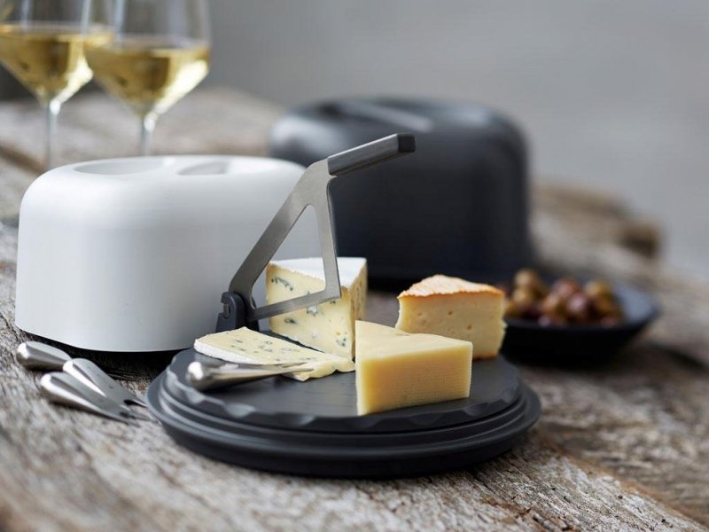 Nuance CHEESBOX Krajalnica i Pojemnik do Przechowywania i Serwowania Sera / Szara Pokrywka