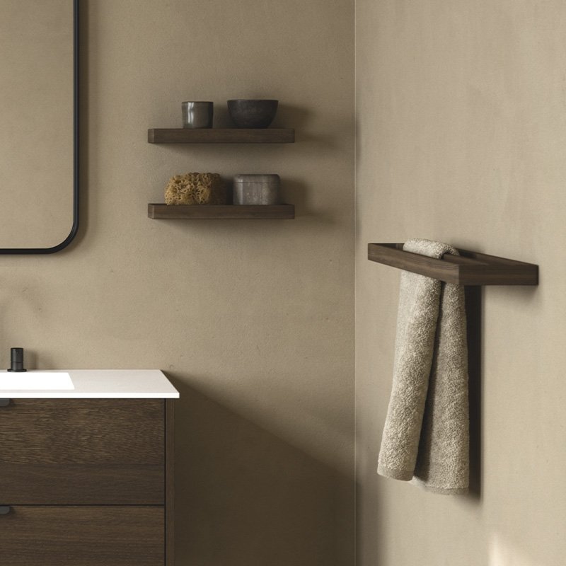 Andersen Furniture BATH Drewniany Podwójny Reling na Ręczniki 73,5 cm / Ciemny Jesion