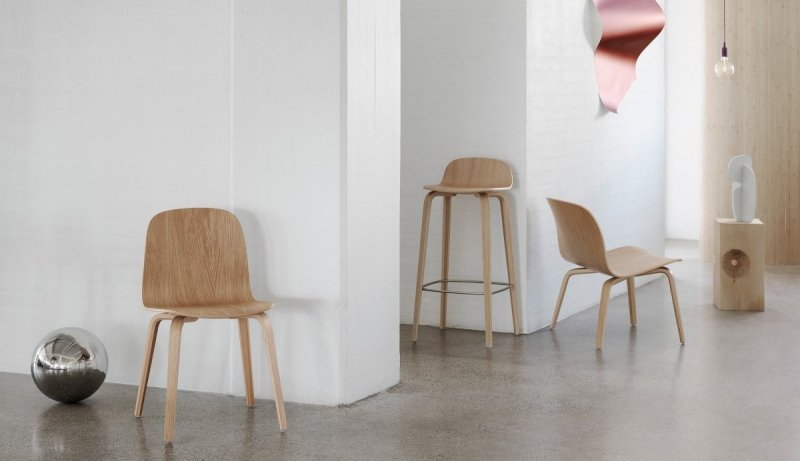 Muuto VISU BAR Hoker - Stołek Barowy 65 cm Dębowy