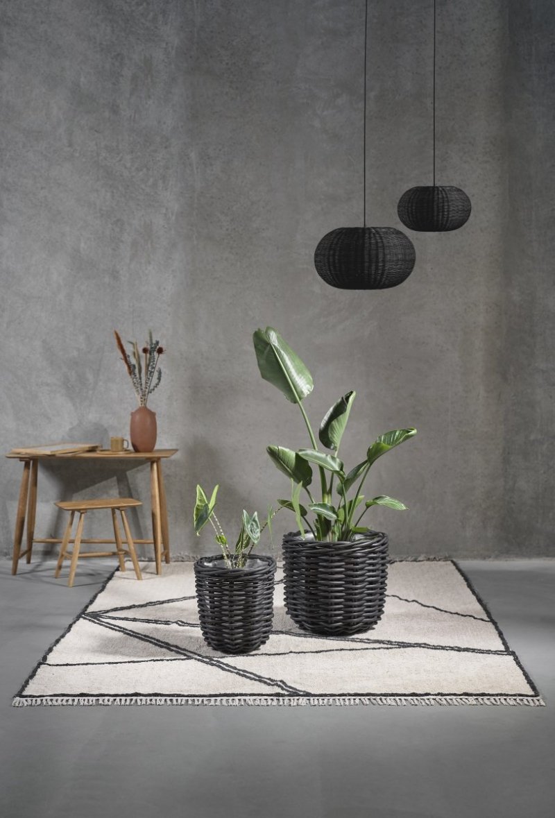 Villa Collection SCANDI Lampa Wisząca Rattanowa 30 cm Czarna