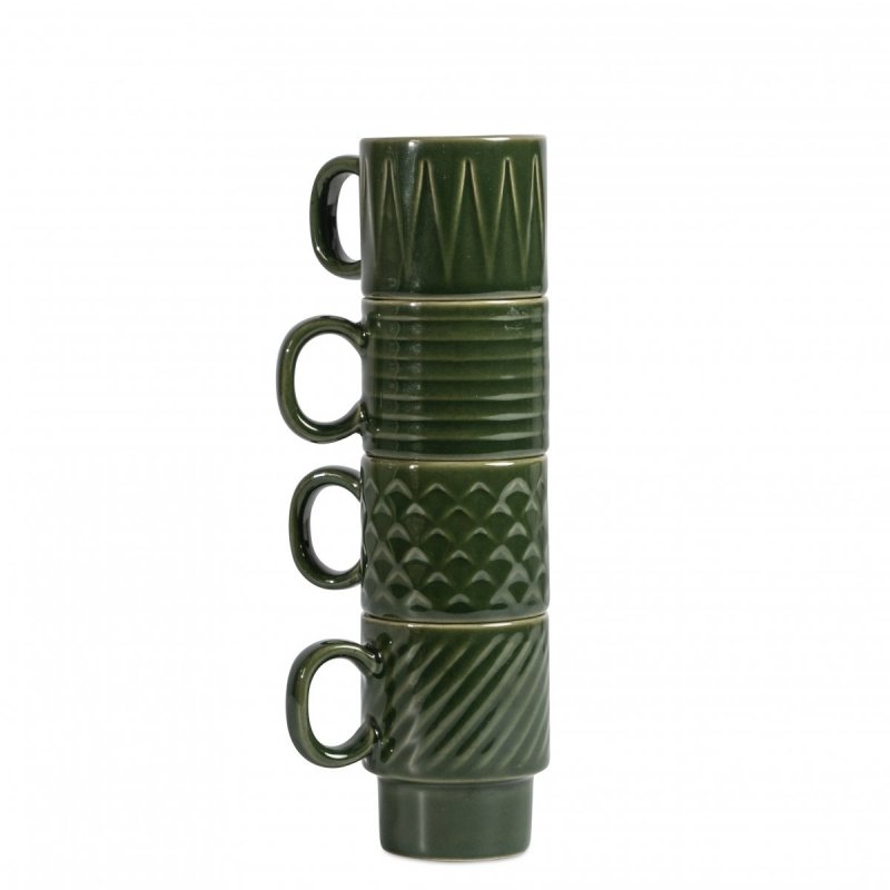 Sagaform COFFEE RETRO Filiżanki do Kawy Espresso 100 ml 4 Szt. Zielone