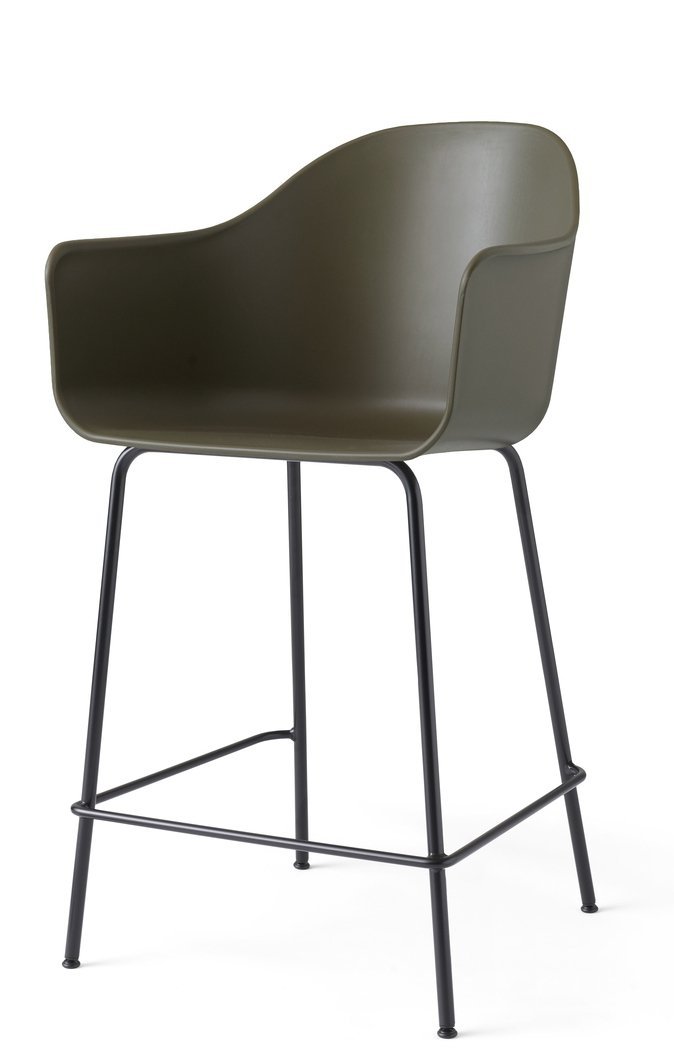 Menu HARBOUR Krzesło Barowe 102 cm Hoker Czarny - Siedzisko Oliwkowe