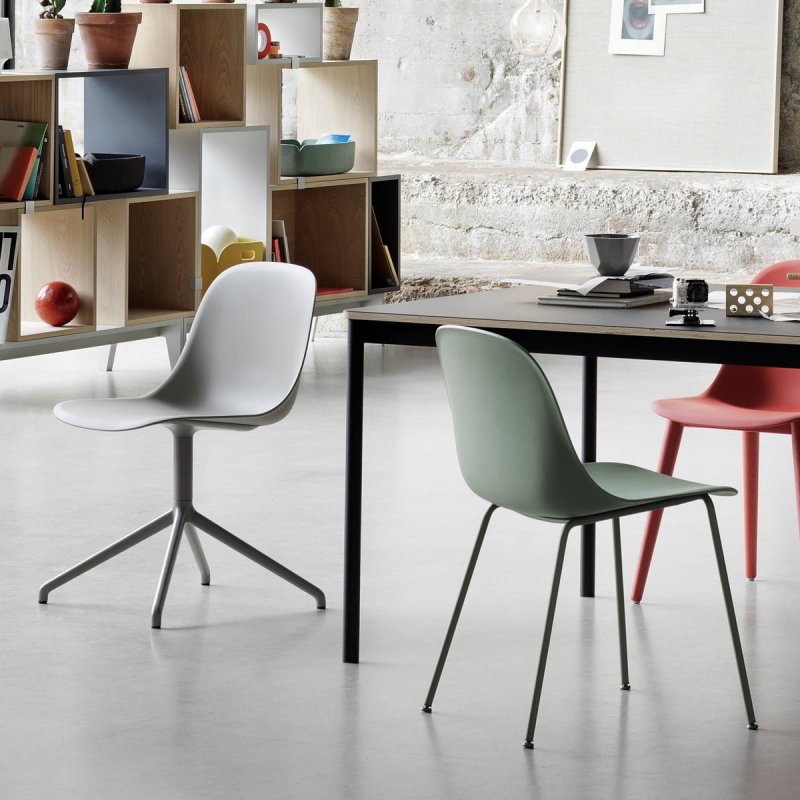 Muuto FIBER ARMCHAIR TUBE BASE Krzesło - Musztardowe/Podstawa Czarna
