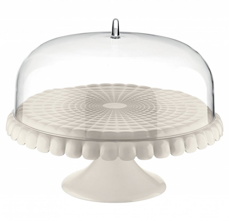 Guzzini TIFFANY Patera z Kloszem do Ciasta 36 cm / Mlecznobiała