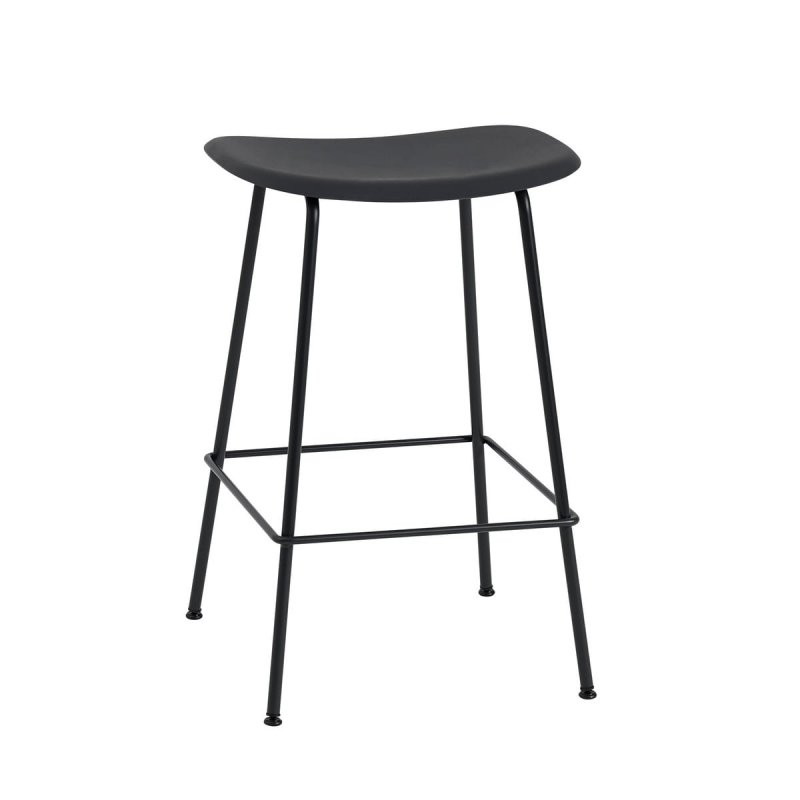 Muuto FIBER Hoker - Stołek Barowy 65 cm Czarny / Metalowa Rama