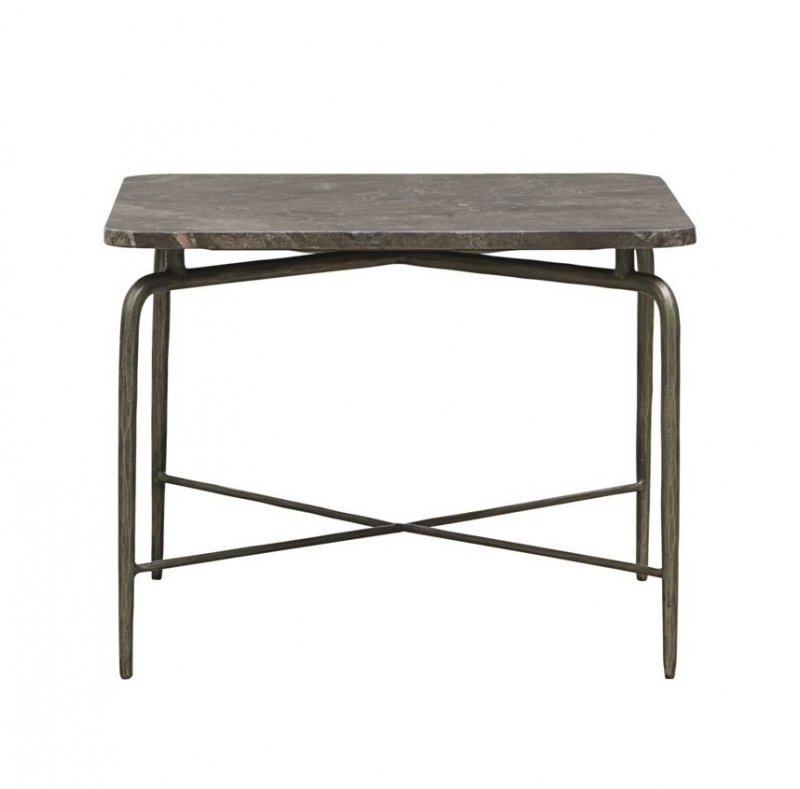 House Doctor SQUARE Stolik Kawowy z Marmurowym Blatem 60 cm Brązowy