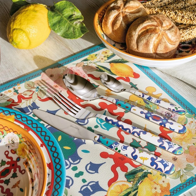 Guzzini FLOWER LEMON Zestaw Sztućców - Komplet 24 El. dla 6 Osób / Czerwony