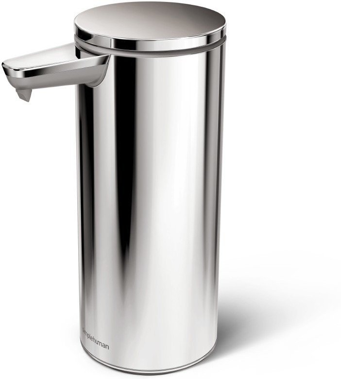 Simplehuman SENSOR Stalowy Automatyczny Dozownik do Mydła, Płynu, Żelu Antybakteryjnego - Akumulatorowy 266 ml Srebrny Połysk