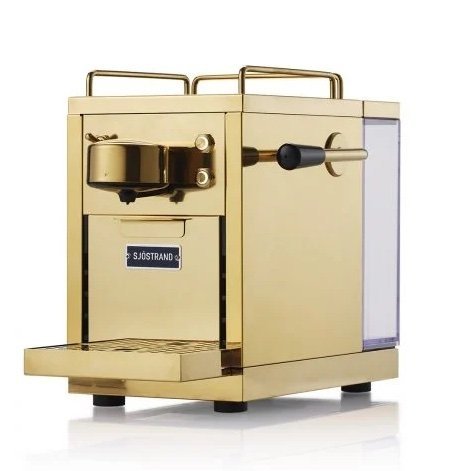 Sjöstrand THE ORIGINAL Ekspres ze Stali Polerowanej do Kawy w Kapsułkach / Złoty (Kompatybilny z Nespresso)