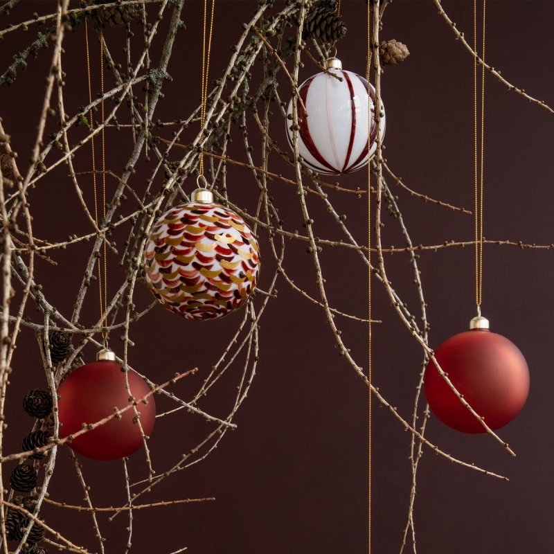 Holmegaard SOUVENIR Bombka Choinkowa Zdobiona - Zielone Paski / Zielona Stripes Green