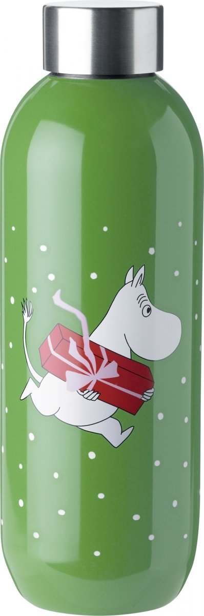 Stelton KEEP COOL Stalowa Butelka do Wody 750 ml MUMINKI Zieleń Leśna