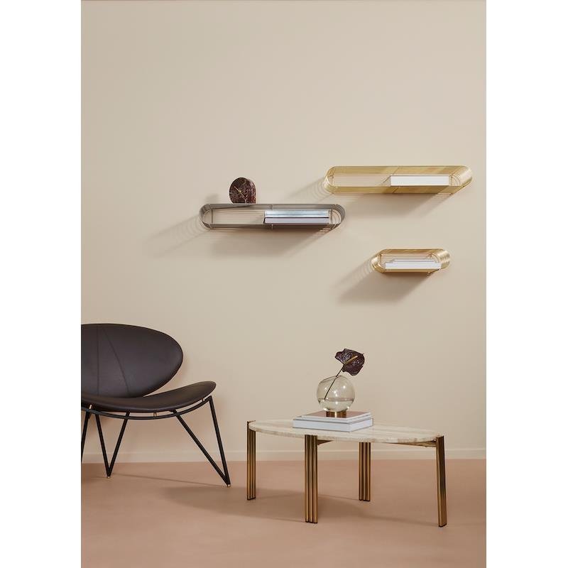 Aytm TRIBUS Owalny Stolik Kawowy 93 cm Złoty / Blat Trawertyn