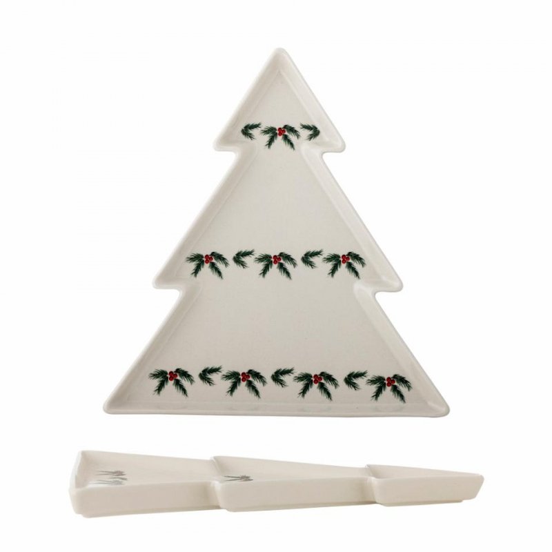 Świąteczny talerz z kamionki z nadrukiem