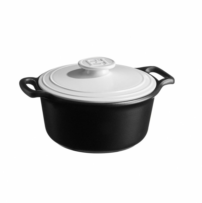 Emile Henry SUBLIME+ Garnek Ceramiczny 5,5 l / Czarny z Białą Pokrywką