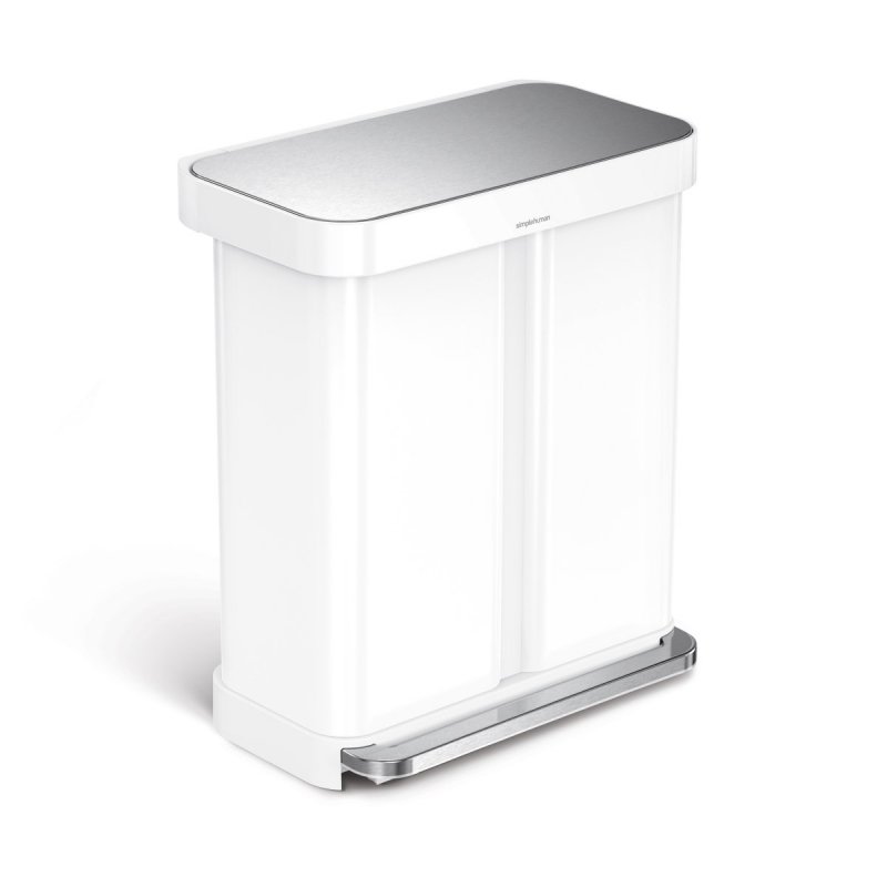 simplehuman LINER POCKET RECYCLER Kosz Pedałowy na Śmieci 58 l Dwukomorowy / Biały