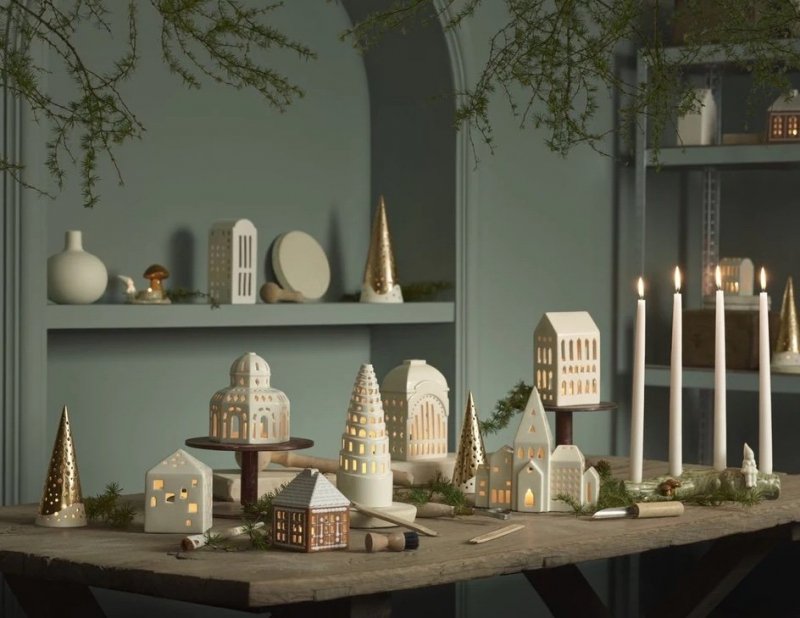 Kähler NOBILI Świecznik Świąteczny Tealight / Choinka 25 cm Złota