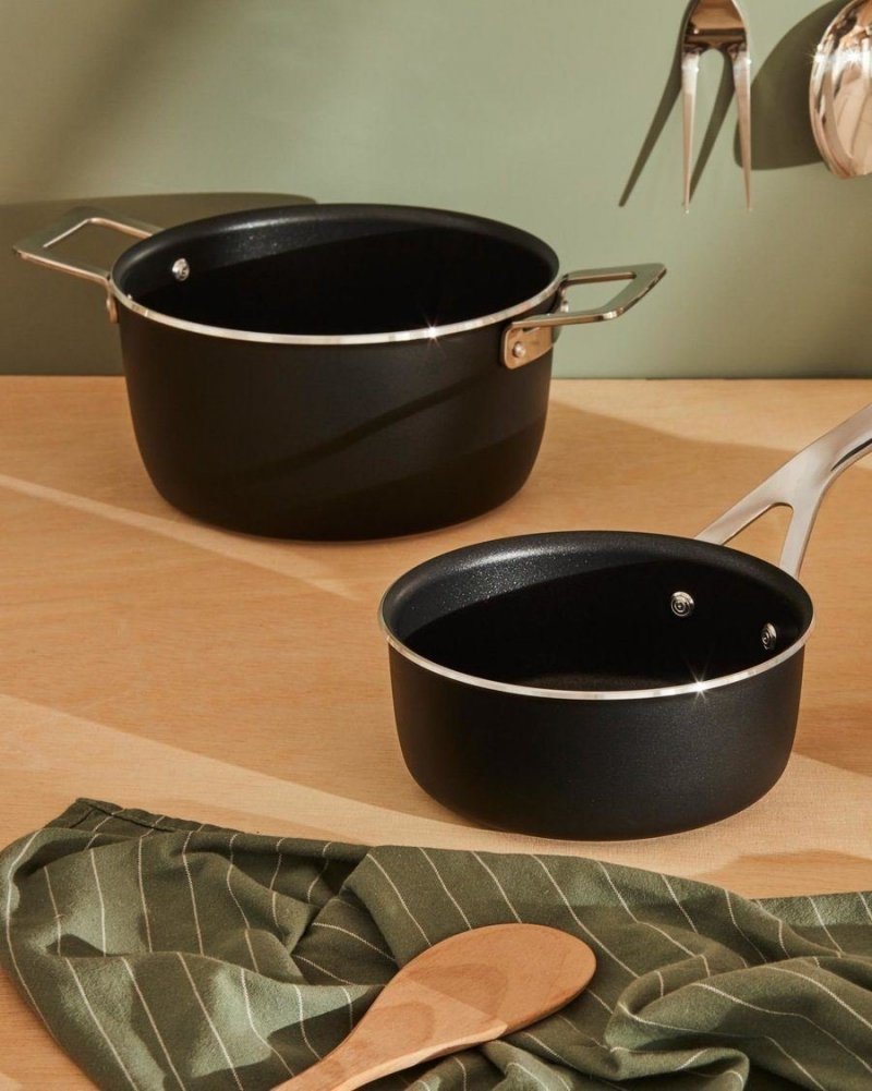 Alessi POTS &amp; PANS Komplet do Gotowania - Zestaw Garnków z Powłoką 6 El. Czarny