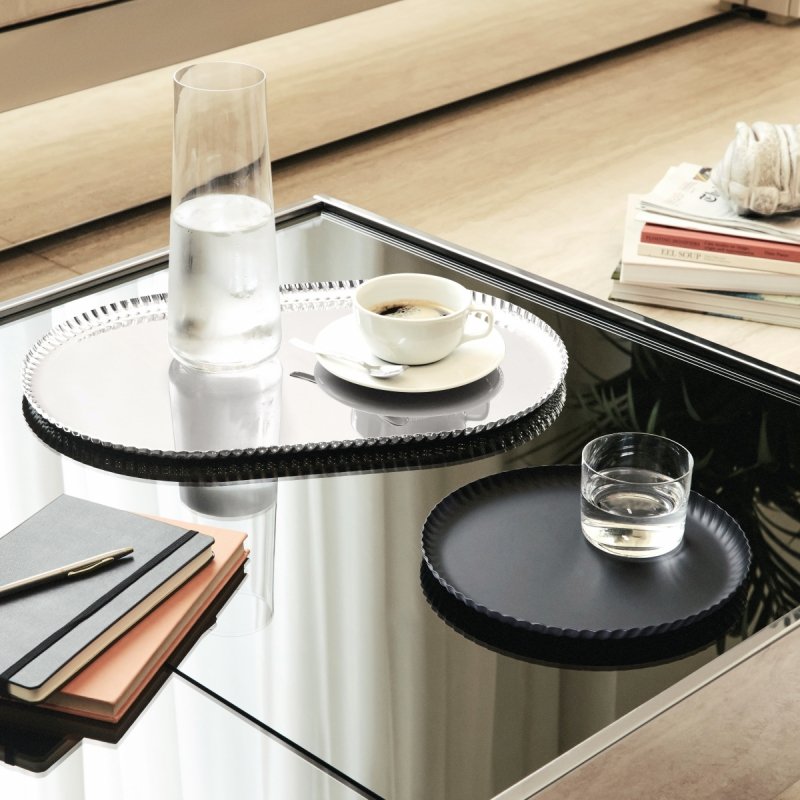 Alessi PLEATS Okrągła Stalowa Taca do Serwowania 31 cm / Czarna