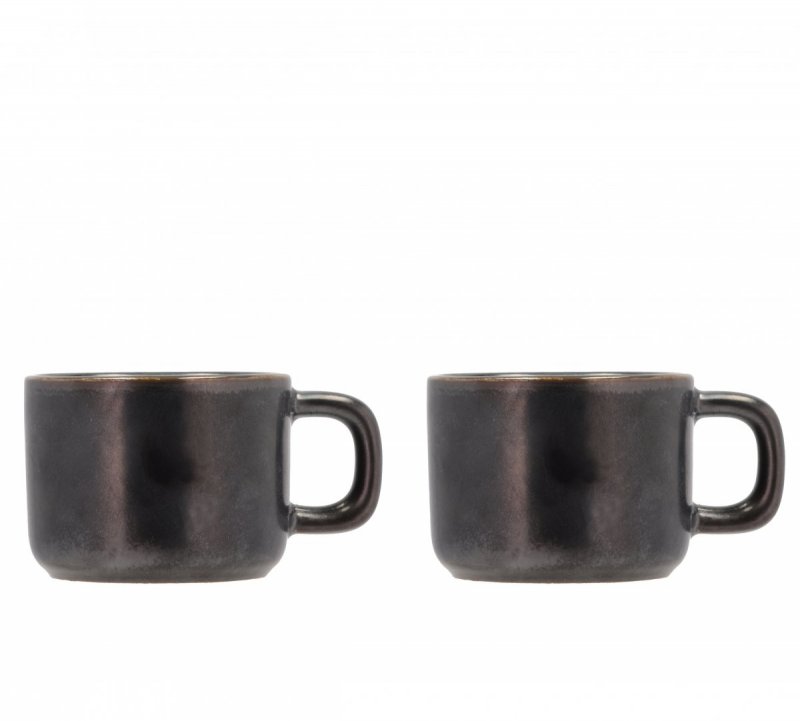 Villa Collection FJORD Filiżanka do Kawy Espresso 100 ml 2 Szt. Czarna Metaliczna